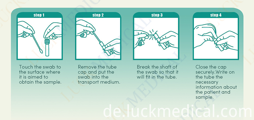 Vrial Transportrohr und Tupfer-Bedienschritte Vrial Transport tube and swab-operating steps